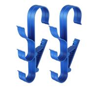 Pool Tool Hanger, Pole Hooks, 2 Pieces Sturdy Easy Mounting Space Saving Rust Proof Heavy Duty Compact Secure Hold Lightweight, Poolside Tool Brackets for Outdoor Garden, 12.01x5.12x1.38Inches, Blue