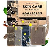 Poola & Bloom Jabón Natural Artesanal para Hombres - Set de 4 Jabones con Arcilla Verde y Aceites Esenciales Hidratante y Vegano Cuidado Personal y Spa en Casa