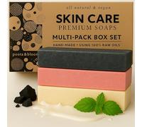 Poola & Bloom Set de Jabones Artesanales Hidratantes 175 G - Jabón de Patchouli Carbón Activado y Leche de Cabra Sin Detergentes Sintéticos Cuidado de la Piel Suave y Saludable