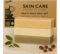 Poola & Bloom Set de Jabones Exfoliantes Naturales: Café Té Negro Barro del Mar Muerto Hidratación Cuidado Piel Anti-edad Suavidad Textura Suave Hecho a Mano