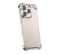 Poomelo Irregular Titanium Alloy Bumper Borderless Case for iPhone with Lens Protector, Shockproof Borderless Protectives Cover for iPhone 17/16/15/14/13/12 Pro Max (For 15Pro,Champagne Bold)