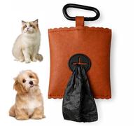 Poop Bag Holder, Carabiner Clip Dispenser, 4 Inches Portable Organizer with Zipper Closure, Fabric Dog Accessory with Easy Carry, Pet Supplies for Puppy Small Large Breed Outdoor Walking Training