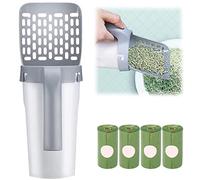 Pooper Scooper Integrated Cat Spray Rhevel System | Ducha de árbol con contenedor, gato 2 en 1, katzlostriebel con 11 rollos de bolsas de residuos, tina de eliminación de residuos de liti
