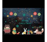 Poorminer Decoraciones de Navidad pegatinas para ventanas, calcomanías de decoración de Navidad, copos de nieve, dibujos animados, pegatinas de animales, copos de nieve, pegatinas para ventana, vinilo extraíble, decoración de pared para ventana
