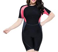 POOSR Traje de baño para Mujer Tallas Grandes 4XL-6XL Manga Trajes de Buceo para Surf Traje de baño con Cremallera en la Espalda Traje de baño para Adultos de Cuerpo Completo,Azul,6XL