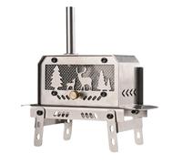 Poove portátil madera - Estructura de acero inoxidable, estufa de camping | Pabellón de madera exterior con chimenea y base estable, adecuado para cortina de camping al aire libre o para uso interno