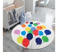 Poowe Alfombra de juego para niños, diseño de globo colorido para bebé, redonda, alfabeto educativo, suave, antideslizante, para niños, dormitorio, redonda, 3.3 pies