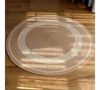 Poowe Alfombra redonda tejida a mano para sala de estar, dormitorio, estudio, silla de computadora, alfombra redonda, elevadora, cesta giratoria, almohadilla para mesa de café (3.3 pies, redonda)