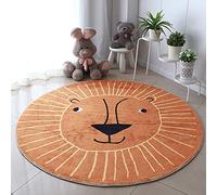 Poowe Cute Lion ABC - Alfombra de juego para niños, alfombra redonda educativa del alfabeto, suave, antideslizante, para dormitorio de niños pequeños (redondo, 31.5 pulgadas, león naranja)