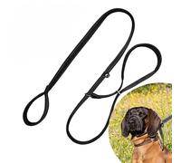 poozaha Figure-8 - Combo de bozal de correa para perro, correa ajustable de nailon para pasear mascotas para Golden Retriever, correa de control antiladridos multifuncional, color negro
