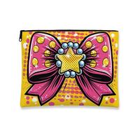 Pop Art - Bolsa de maquillaje con diseño de estrella, bolsa de viaje con lazo vintage para mujer, organizador portátil de lona con cremallera, regalo divertido para cumpleaños, Melocotón, 7x9 Inch