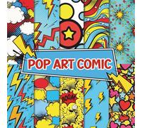 Pop Art Comic Scrapbook Paper Craft Pad: 10 Fun Manga Designs, 20 Double-Side Sheets Printed on 8.5"x8.5" Sized Paper With Premium Color. Perfect for ... Gift Wrapping, Decoupage, DIY Project Etc.