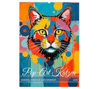 Pop-Art Katzen - Moderne, verrückte Katzenporträts (Wandkalender 2026 DIN A2 hoch), CALVENDO Monatskalender: Ein Jahr voller farbenfroher und einzigartiger Katzenkunst!