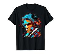 Pop Art Ludwig Van Beethoven Compositor de música Camiseta gráfica económica, Hombre, Negro, L