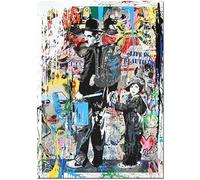 Pop Art Modern Canvas Painting Charlie Chaplin Colorful Banksy Graffiti Art Prints Child Oil Painting Modern Wall Posters Kids Room Decor para el hogar, sin marco,50x70cm