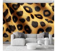 Pop Art - Papel pintado panorámico 3D 400 x 280 cm, estampado de animales de leopardo color bloque, papel pintado no tejido de alta calidad, color marrón, mural moderno para sala de estar, dormitorio