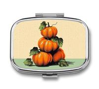 Pop Art - Pastillero portátil con 2 compartimentos, diseño de calabaza, organizador de pastillas de viaje para bolso de bolsillo
