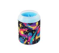 Pop Art Planets - Taza portátil de limpieza de patas con cepillo de masaje suave para mascotas, kit de limpieza para perros pequeños, medianos y grandes y gatos