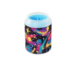 Pop Art Planets - Taza portátil de limpieza de patas con cepillo de masaje suave para mascotas, kit de limpieza para perros pequeños, medianos y grandes y gatos