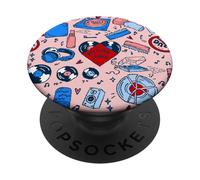 Pop Art Record Music Lover Vintage corazón Rosa PopSockets PopGrip Adhesivo