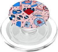 Pop Art Record Music Lover Vintage corazón Rosa PopSockets PopGrip para MagSafe