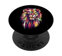 Pop Art Retro Colorido Cabeza de León - Amante de los Animales de la Vida PopSockets PopGrip Adhesivo
