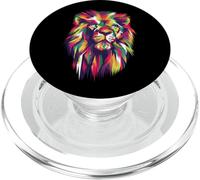 Pop Art Retro Colorido Cabeza de León - Amante de los Animales de la Vida PopSockets PopGrip para MagSafe