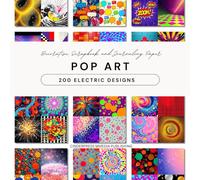 Pop Art Scrapbooking Paper Pack: 50 Sheets / 200 Electric Designs of Decorative Craft Paper Pad Supplies for Scrapbooking, Junk Journals, Crafting Projects | 8.5 x 8.5 inches