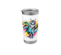 Pop Art T-Rex Dinosaur Maine Coon American Longhair Vaso térmico de acero inoxidable de doble pared