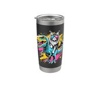 Pop Art T-Rex Dinosaur Maine Coon American Longhair Vaso térmico de acero inoxidable de doble pared