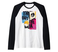 Pop Art Think Outside The Box Retro 60 Vintage Gráfico Cómic Camiseta Manga Raglan
