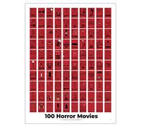 Pop Chart - Póster de 100 películas de terror para rascar | Arte de pared de 12 x 16 pulgadas | Decoración de película de terror para los fanáticos de la película de miedo | 100% fabricado en los