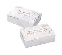 Pop Fizz Designs Juego de 10 cajas de propuesta de dama de honor, 1 caja de propuesta de dama de honor y 9 cajas de mármol con lámina dorada para dama de honor