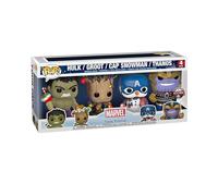 POP Funko Marvel Holiday 4 Pack: Hulk, Groot & Captain America Snowman | Merchandising Oficial - Figura de Vinilo Coleccionable para Decoración - Regalo Friki de Cumpleaños