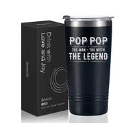 Pop Gifts - Taza de viaje para abuelo, regalos de nietas y nietos para Navidad, cumpleaños, día del padre, jubilación, vaso de acero inoxidable con tapa, 20 onzas/590 ml, Pop Pop Pop