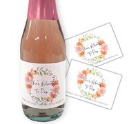 Pop It When She Pops Floral Boho Mini etiqueta para botella de champán | 12 etiquetas adhesivas de 2 x 3 pulgadas When She Arrives para botellas de vino, baby shower, revelación de género