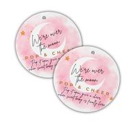 Pop It When She Pops Over The Moon Theme Boho | Paquete de 30 etiquetas circulares colgantes de 2.5 pulgadas para mini botellas de champán, etiquetas adhesivas