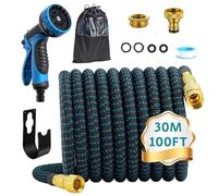 POP lina Manguera Jardin 30m, Manguera Jardin Extensible con Pistola de 10 Funciones para Exterior e Interior, Garden-Hose con Conectores de 1/2" y 3/4" para Familiase con Jardín y Huerto