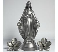 Pop Mary, estatua moderna de la Virgen María, figura decorativa de resina, regalo coleccionable único (plata)