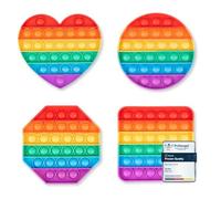 Pop on It para Niños | Pop Bubble Set de Regalo de 4 | Juguetes Impermeables | Poppets de Silicona Juguetes Antiestrés Arco Iris