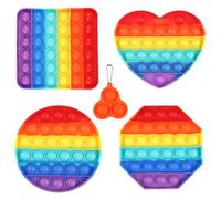 Pop On It, Push Pop Bubble Fidget It Toy,Silicone Juguete Antiestrés, Sensorial Poppit con 1 Llavero Explotar Burbujas para Niños Set de 4