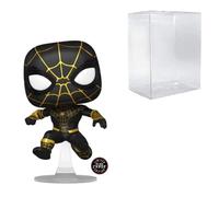 POP! Spider-Man: No Way Home - Figura de vinilo de Spider-Man Unmasked Black Suit Chase, exclusivo de anime AAA (incluye funda protectora de caja compatible)