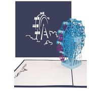 Pop tarjeta de Up "Noria Azul - tarjeta de cumpleaños, viaje, 3d tarjeta de invitación, tarjeta de cupones, tarjeta de invitación, tarjeta de felicitación kirmes, tarjeta de regalo, dinero regalo
