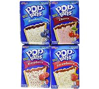Pop Tarts Variety Pack, Frosted FRUIT Flavors: Strawberry, Blueberry, Cherry, and Rasberry. Bundle of 4- 8 Count Boxes, 1 of Each Flavor. Great Care Package or Gift
