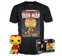 Pop! & tee: Marvel - Holiday Iron Man - Glow in The Dark - Medium | Merchandising Oficial de Películas - Figura de Vinilo Coleccionable para Decoración - Regalo Friki de Cumpleaños
