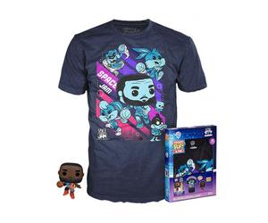 Pop & tee space jam looney tunes funko lebron james + camiseta pack 10 unidades todas las tallas