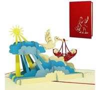 Pop Up 3D Carte de félicitations Carte Carte de naissance Cigogne jumeaux (N ° 240)