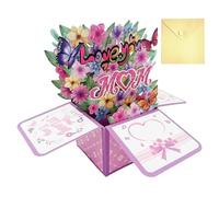 Pop -up Cartoio Para El Día De La Madre - Saludo Conmovedor De Flores | Papel Portátil Te Amo Madre | Mother Day Home Decors | Nota Significativa Etiquetas Para Festivales, Fiestas Y Fiestas De