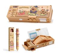 Pop Up Estuche Capybara Multifuncional con Pen Multicolor, Estuche para lápices con Cerradura de combinación, capibara Caja de papelería Organizador de Artículos de Papelería para Niñas y Niños