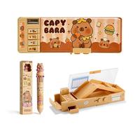 Pop Up Estuche Capybara Multifuncional con Pen Multicolor, Estuche para lápices con Cerradura de combinación, capibara Caja de papelería Organizador de Artículos de Papelería para Niñas y Niños